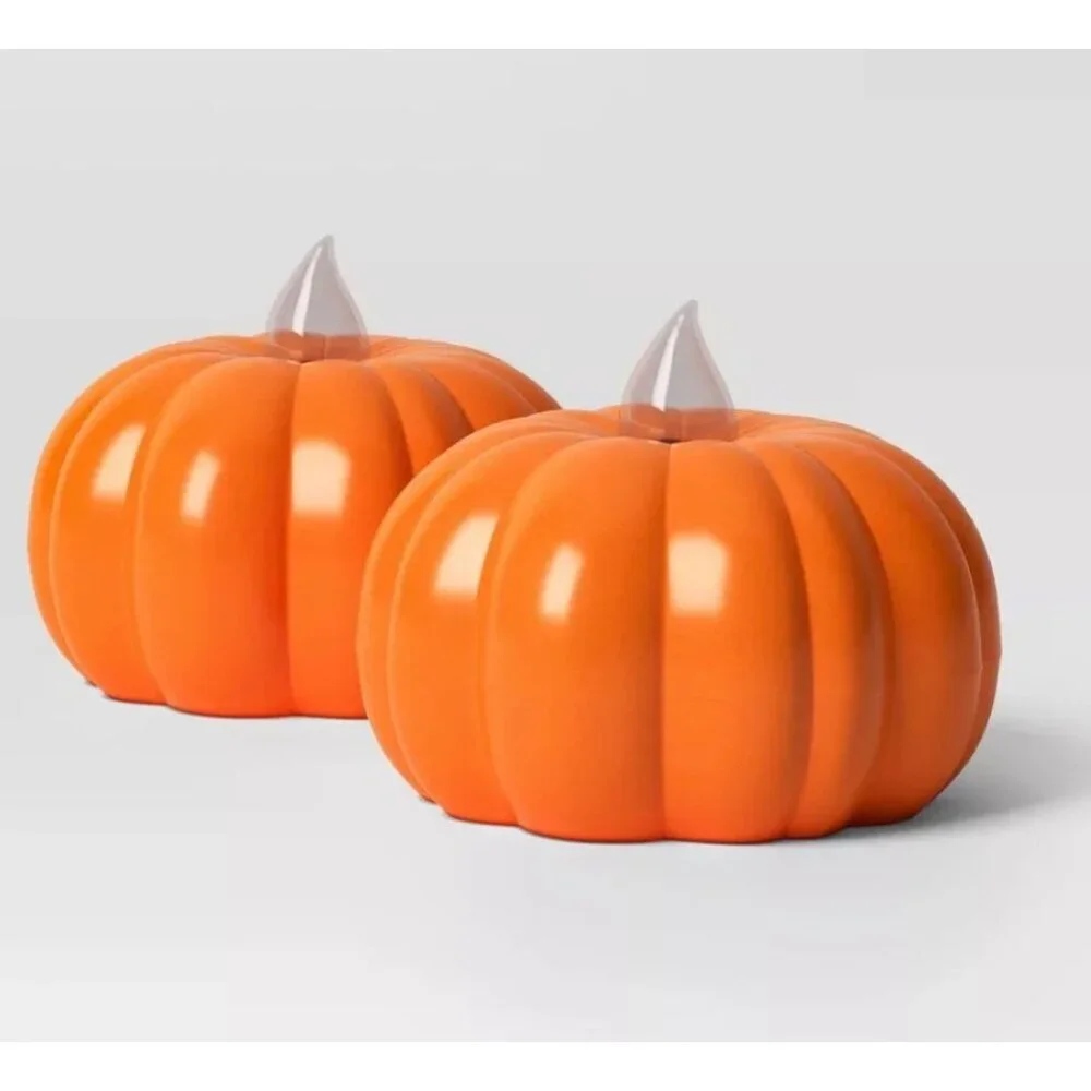 Target 2pk Warm LED Pumpkin Shaped Halloween Tea Lights Hyde and EEK! Boutique™